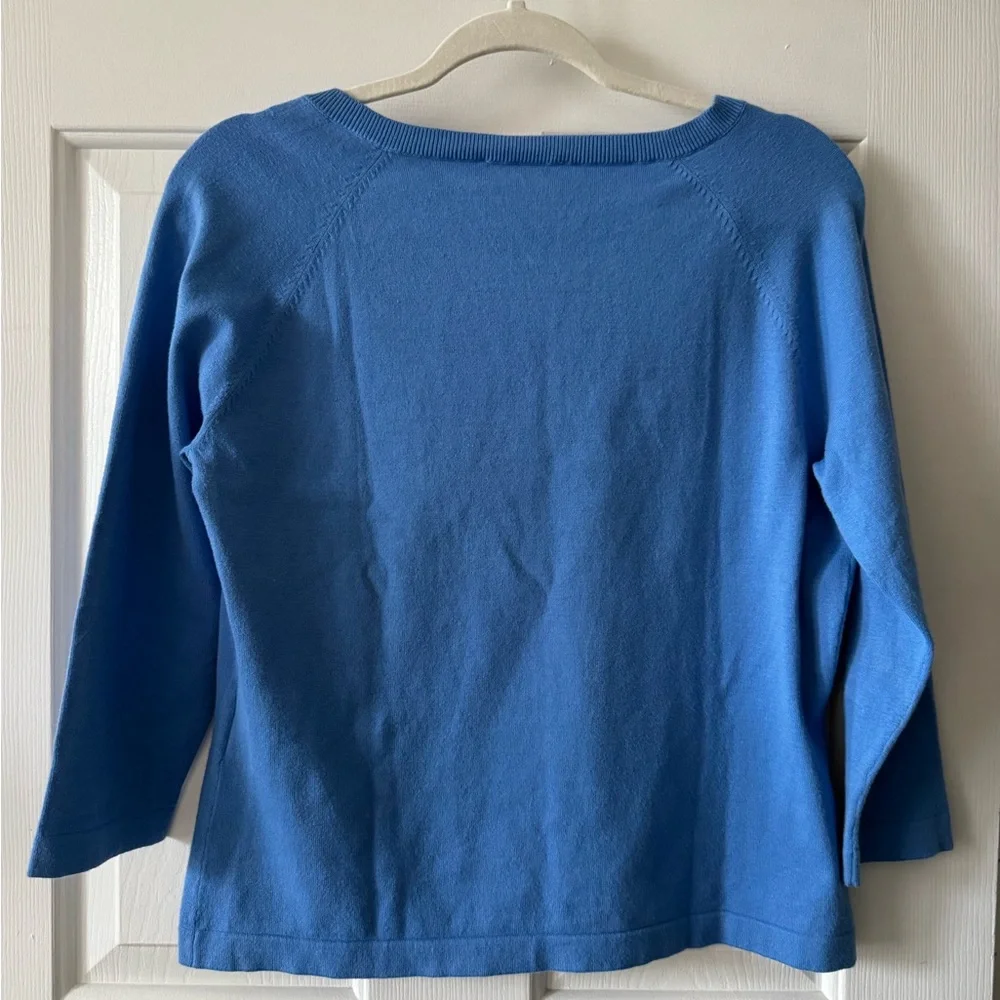 Talbots Sweater, MP, Periwinkle, raglan, three-quarter sleeves, slip over NWOT - Picture 4 of 4